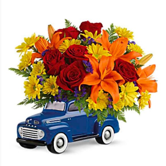 Teleflora ‘48 Ford Pickup Planter - Charming Ceramic Replica for Reusable Plant - Picture 10 of 11